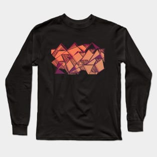 City mountains geometric abstract pink Long Sleeve T-Shirt